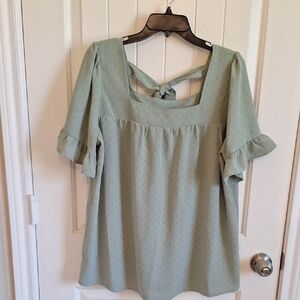 Green Top with Bow Accent